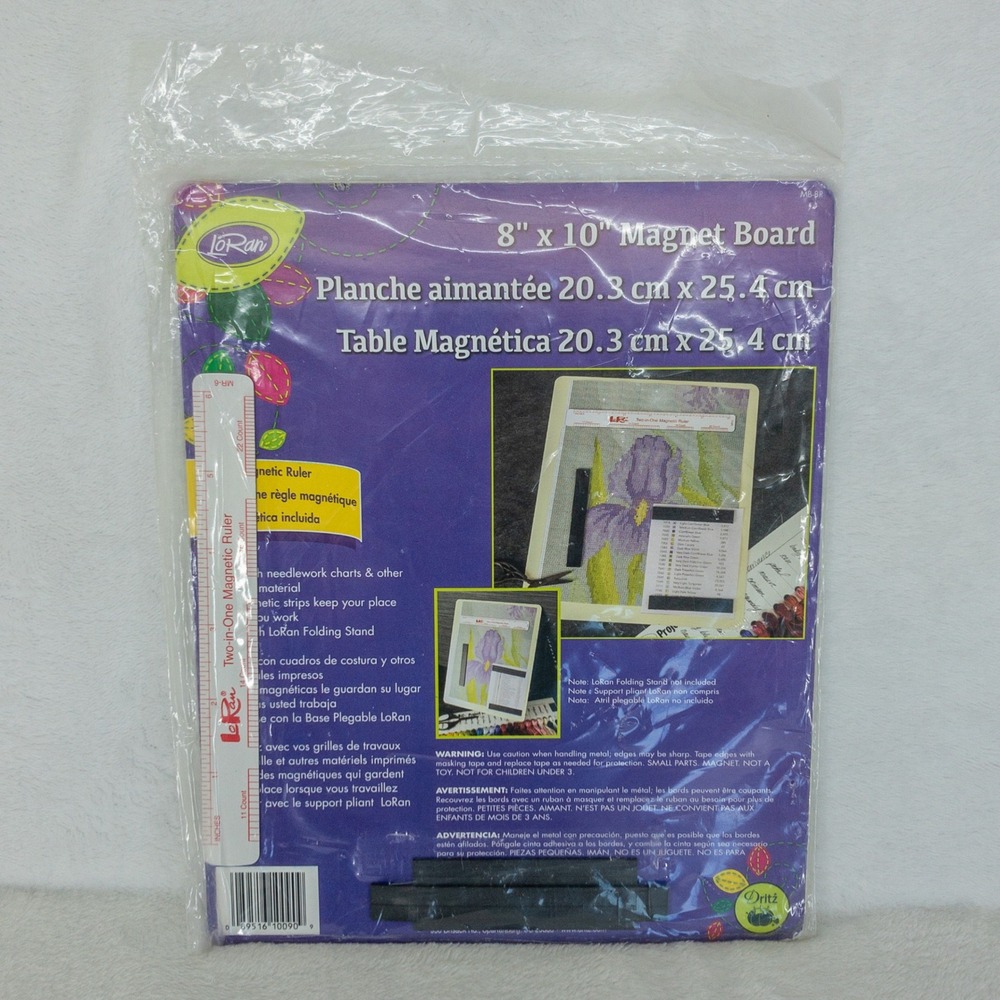 LoRan Magnet Board Unisex 8x10 White Needlework Chart Holder with Ruler